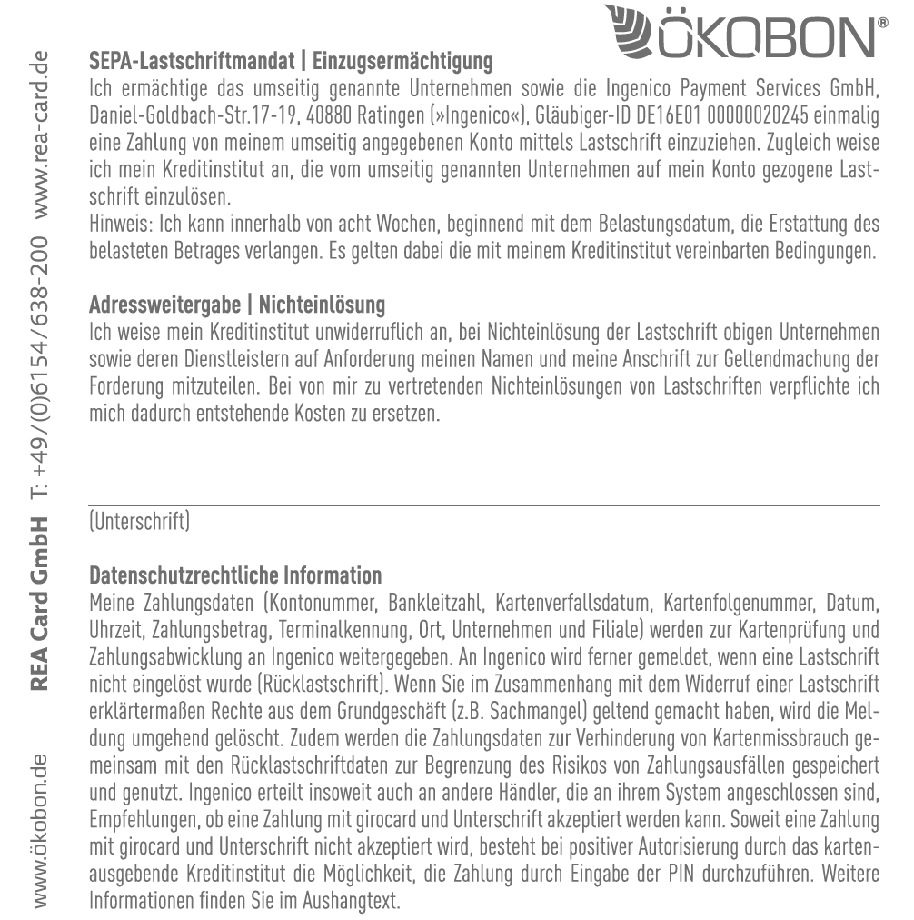 Ökobon 80/80m/12 mit REA Card Lastschrifttext